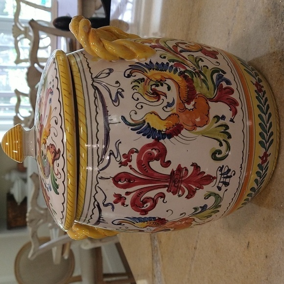 Vintage hand-painted Italian biscotti biscuit jar container - Picture 1 of 9